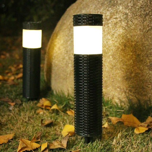 Outdoor Solar Rattan Cylindrical Led Lamp - Creative Living