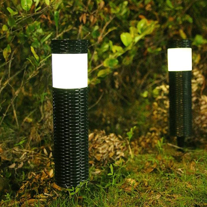 Outdoor Solar Rattan Cylindrical Led Lamp - Creative Living