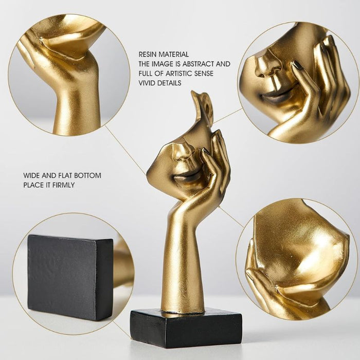 Golden Thinking Abstract Art Face Figurine - Creative Living