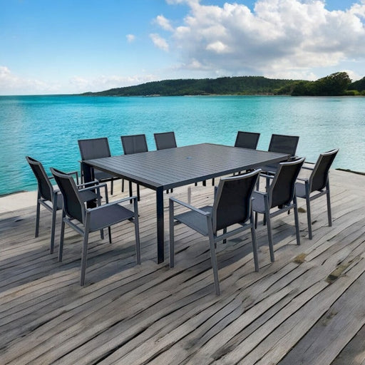 Amalfi 10-seater Dining Set Charcoal-Creative Living