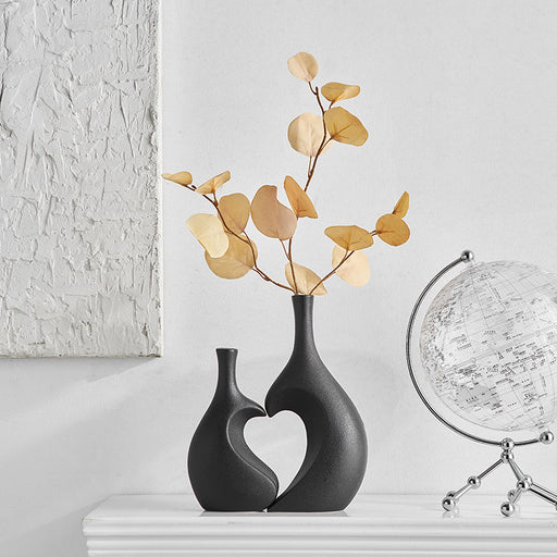 Black Heart Shaped Vase Set - Creative Living