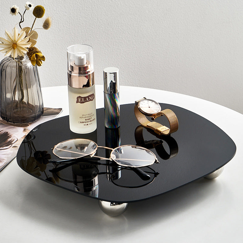 Black Irregular Acrylic Footed Tray - Creative Living