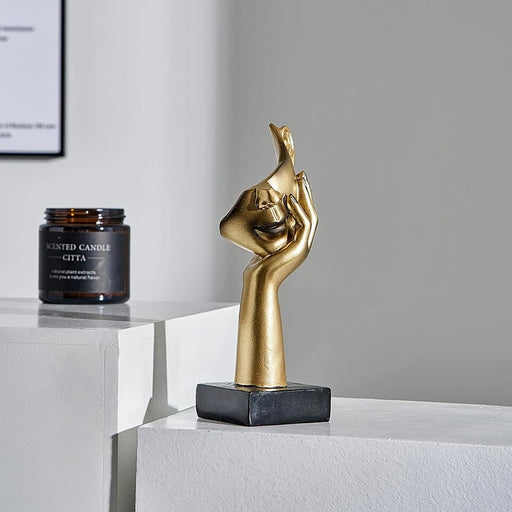 Golden Thinking Abstract Art Face Figurine - Creative Living