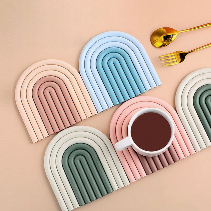 Silicone Pan Trivet Mat Blue Pastel Rainbow - Creative Living 