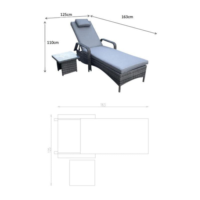 Savannah Sun Lounger With Side Table Natural Brown-Creative Living