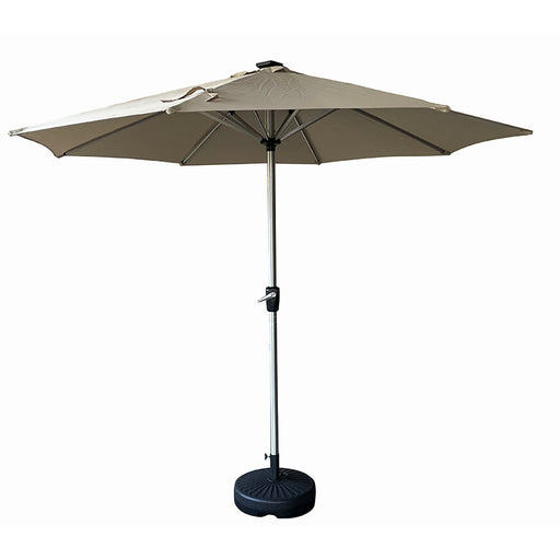 3m Round Aluminium LED Centre Pole Umbrella With Base-Cream-Creative Living