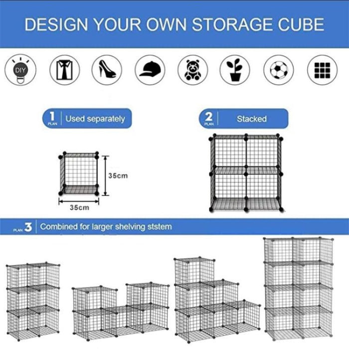 Metal Grid Cube Organizer White - Creative Living